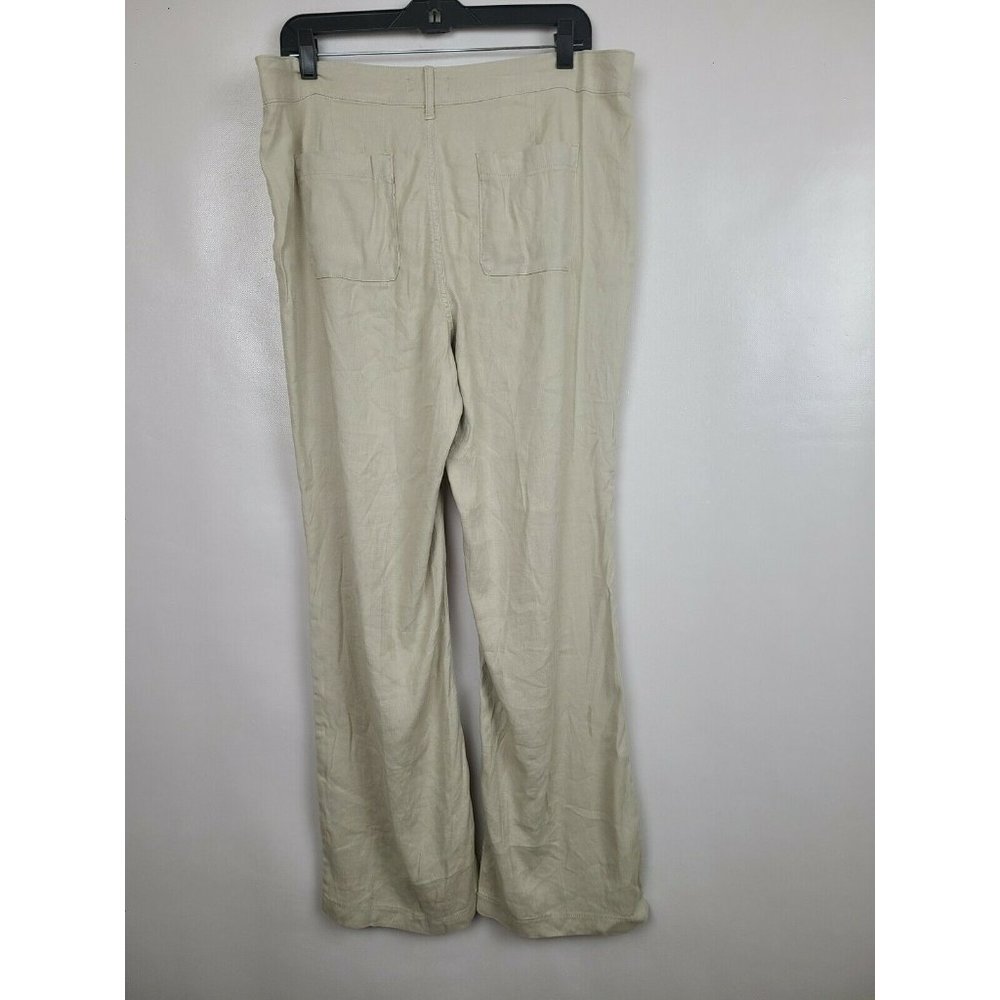 NYDJ Beige Linen Blend Slimming Fit Wide Leg Pants Plus Size 14 - Picture 3 of 7